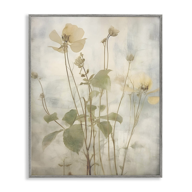 «Soft Botanicals», art de la giclée encadrée par lettré et doublé bg-257, Estampe numérique Farmhouse, H 14 po x l 11 po