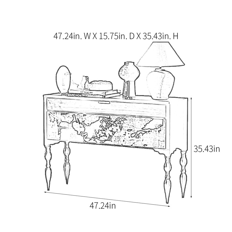 Console rétro avec tiroirs Classical Art, Brun