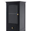 Armoire de rangement pour salle de bain de 63 po de hauteur avec portes en verre, deux tiroirs et tablettes réglables, panneau de fibres à densité moyenne, peint - pour exposer vos articles préférés-2072444272