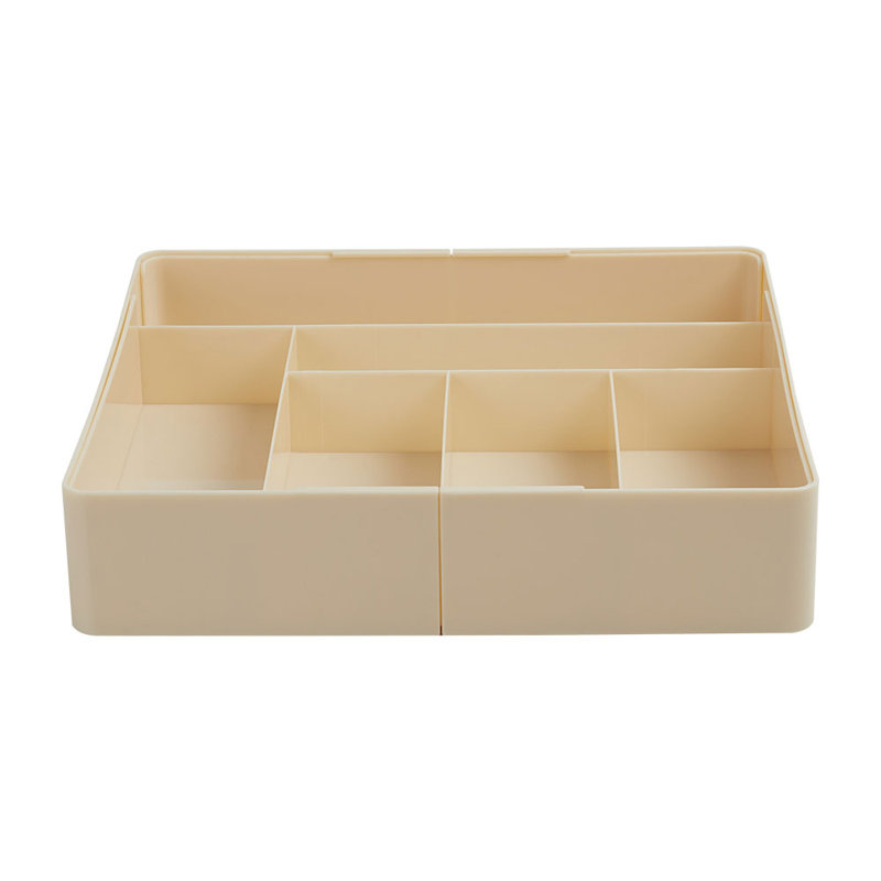 Adjustable Clear Drawer Organiser Tray with 6 Compartments, Beige