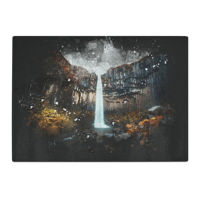 Tempered Glass Svartifoss Waterfall in Iceland Chopping Board, 28.5 cm x 39 cm