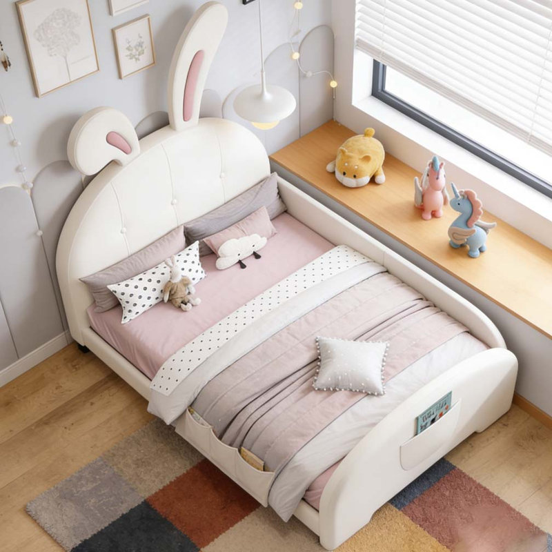 Lit princesse rembourré en forme de lapin, Blanc