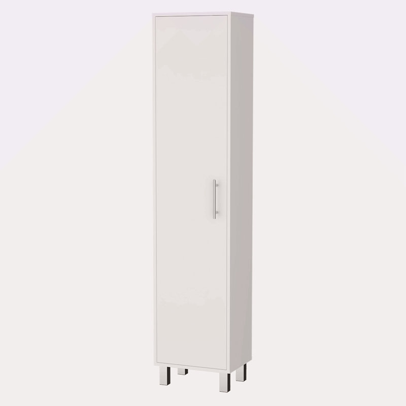 Grande armoire de rangement à 1 porte et 5 tablettes, Blanc