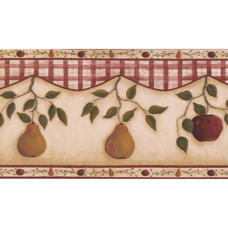 Bordure de papier peint très large 15 po x 13,5 po Pomme de pomme sur vigne