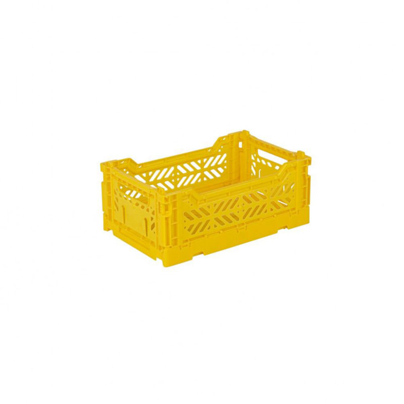 Foldable Plastic Crate, Collapsible Storage Bin to Organize Your Rooms, Collapsible Utility Crate, Yellow