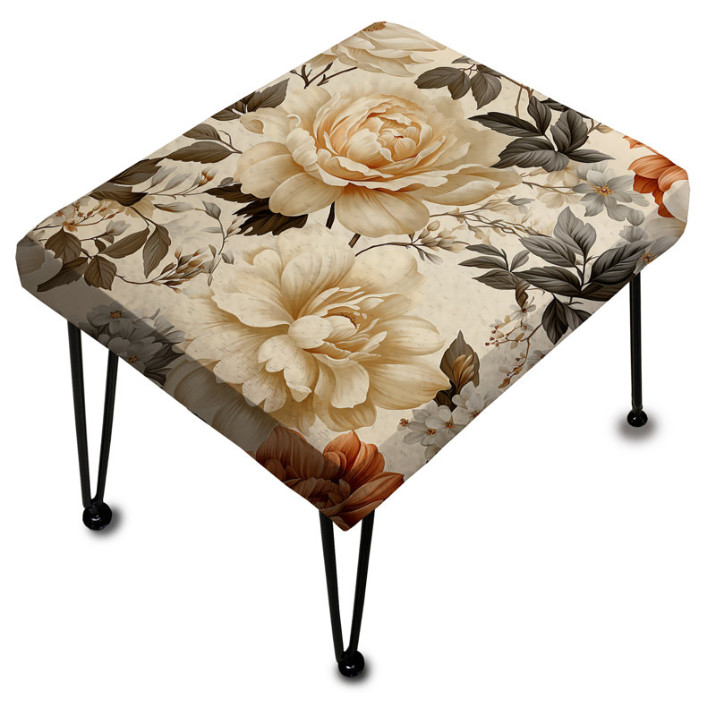 Repose-pieds rectangulaire beige en patchwork