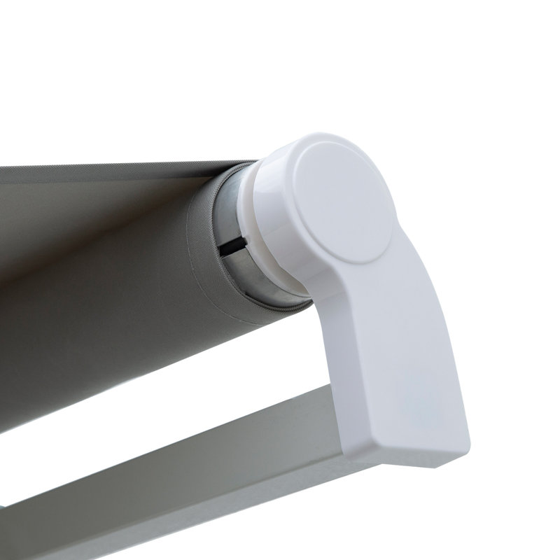 Outsunny 2'' Polyester Beige Cover Retractable Patio Awning, Light Gray, 141.6" W x 98.4" D, Solid Color