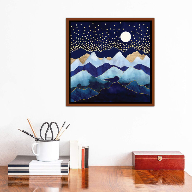 Étoiles de luciole - imprimé, H 18 po x l 18 po x 1,5 po, Cadre flottant brun