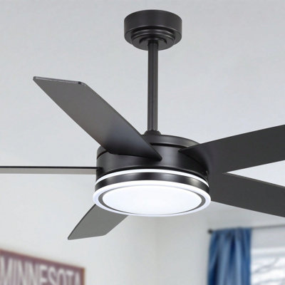 52 Inch Modern Ceiling Fan With Lights And Remote, 6 Speeds Reversible DC Motor Dimmable LED Ceiling Fan For Bedroom