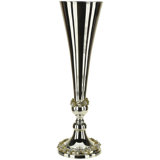 Jeweled Flluted Silver Vase - 16.5 Inches
