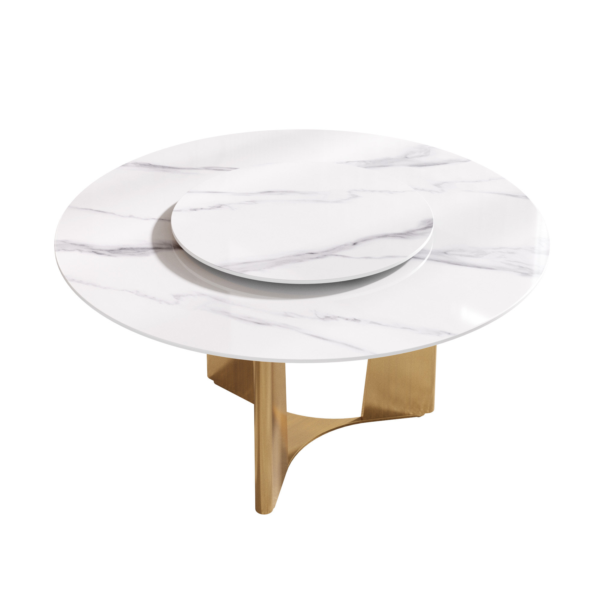 Brayden Studio® Round Sintered Stone Dining Table With Lazy Susan | Wayfair