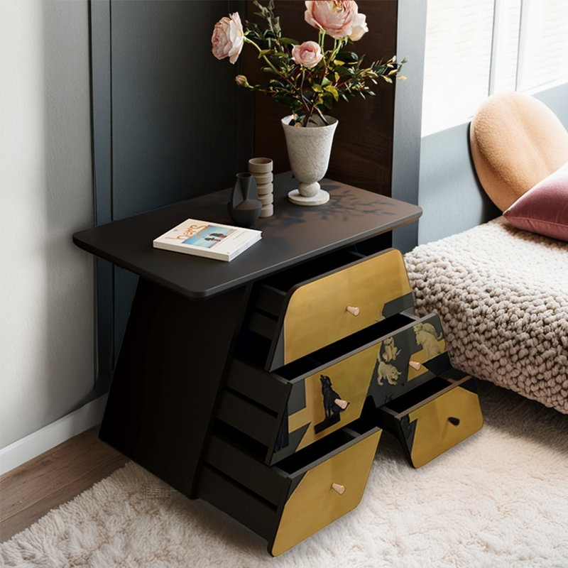 Modern wooden multi-functional accent cabinet, Black