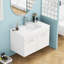 Meuble-lavabo mural 32 po avec lavabo, charnières à fermeture en douceur et finition blanche brillante pour les salles de bain modernes