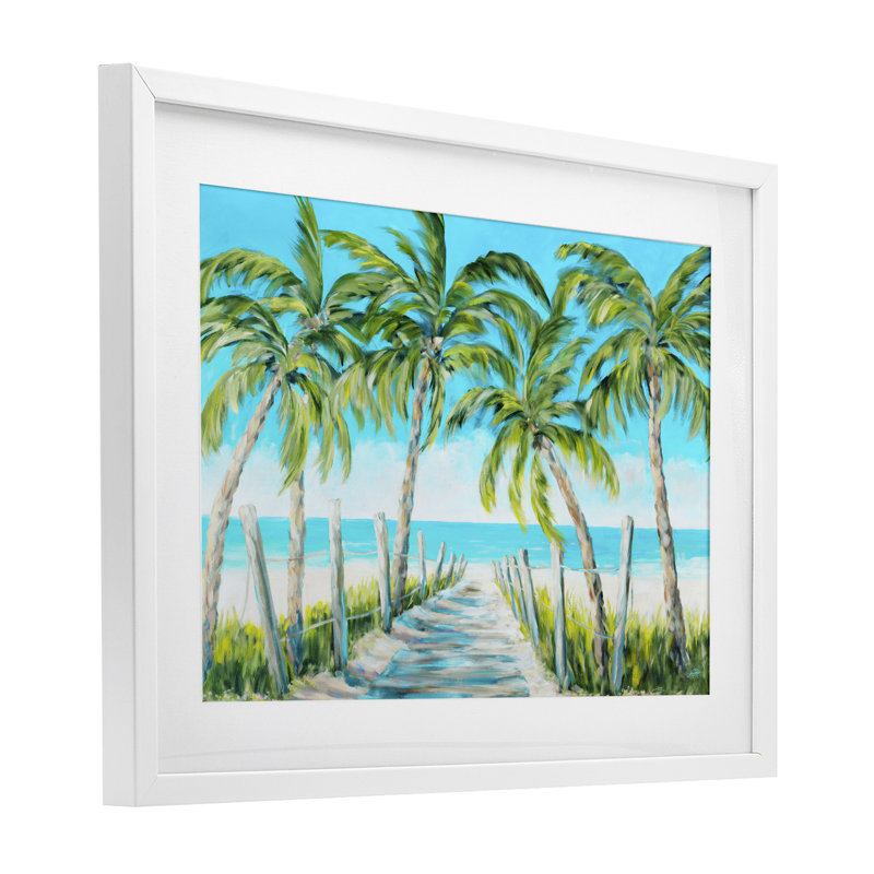 «The Path To Paradise», reproduction sous verre, conception de Julie DeRice, H 14 po x l 20 po, Cadre blanc côtier