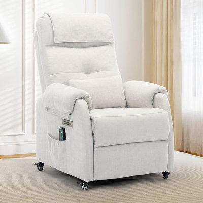 Fauteuil inclinable, fauteuil inclinable électrique avec chaleur et massage, fauteuils inclinables avec roues, fauteuil inclinable pivotant avec ports USB, poches latérales