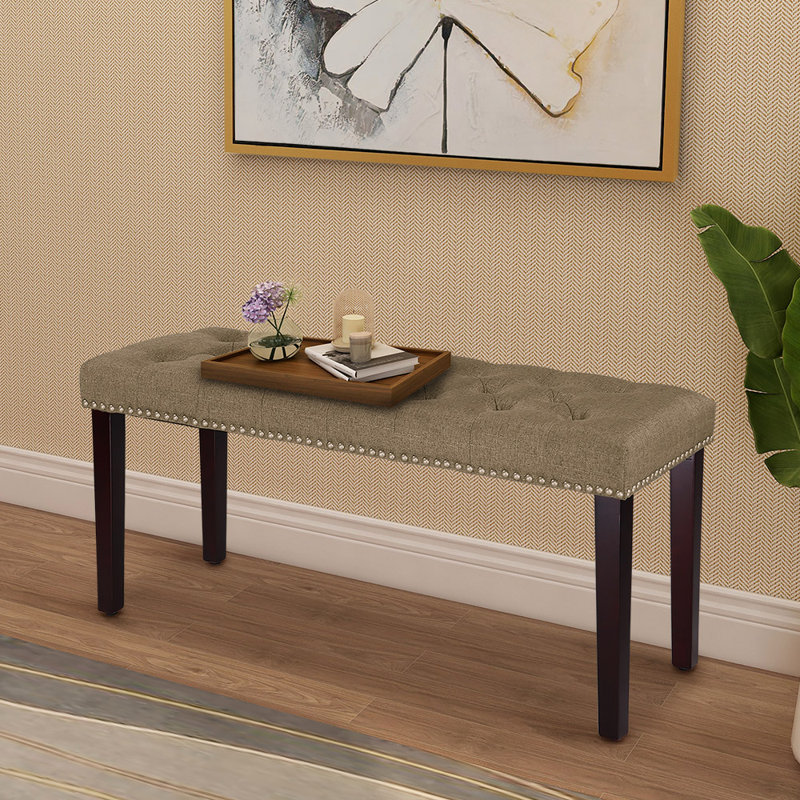 Katosha Polyester Upholstered Bench, Tan