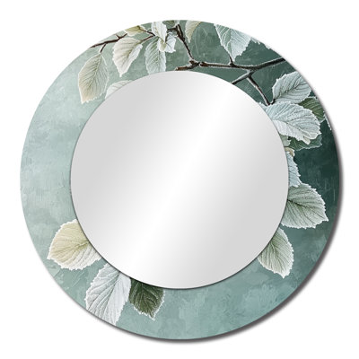 Frosted Leaves I - Floral Mirror For Wall Art Decor - Printed On Metal