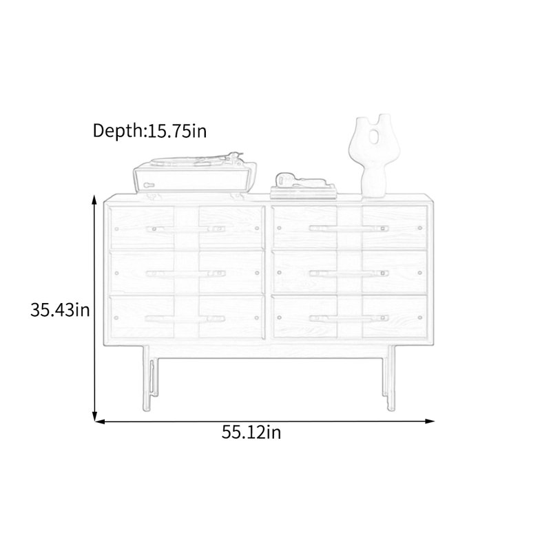 Buffet élégant deux tons, H 35,43 po x l 55,12 po x P 15,75 po