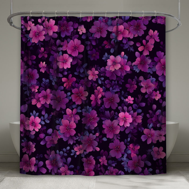 Rideau de douche floral - Boho bohémien, L 70 po x H 93 po