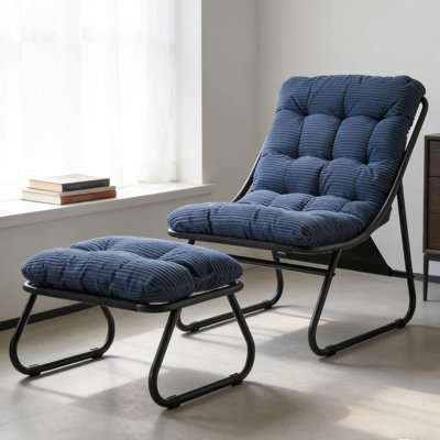 Chaise longue d'extérieur avec repose-pieds et coussins
