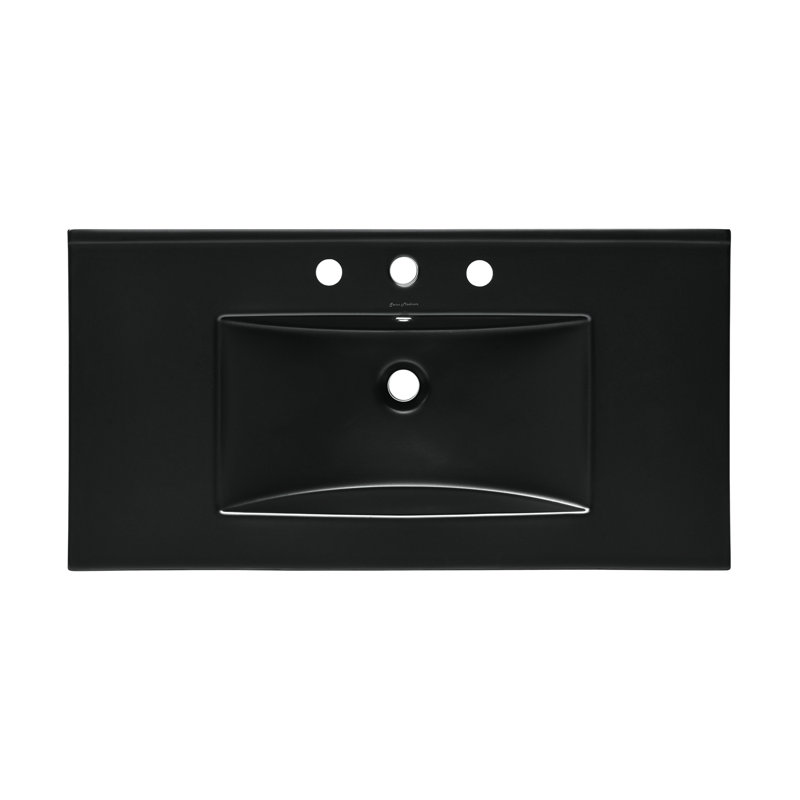 Comptoir de meuble-lavabo, Noir lustré, 8 po