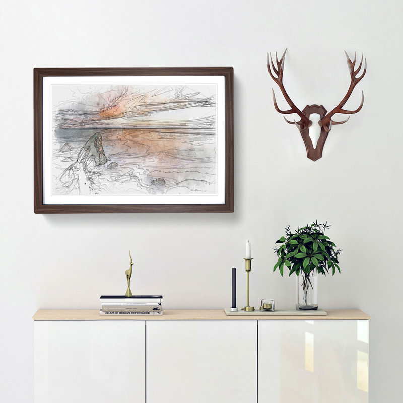 Crohy Head Sea Arch in Ireland - Picture Frame Graphic Art Print, 62cm H x 87cm W x 2cm D, Walnut Framed