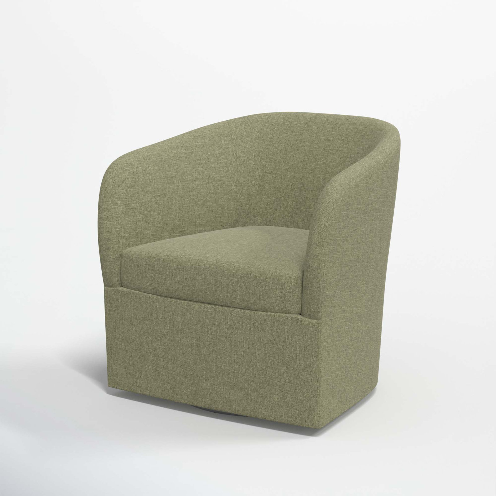 Lesia Upholstered Swivel Barrel Chair, Zuma Laurel Textured Linen