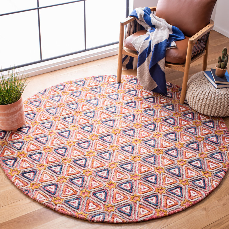 Tapis rouge / bleu marine Rubalcava, Rond 6 pi