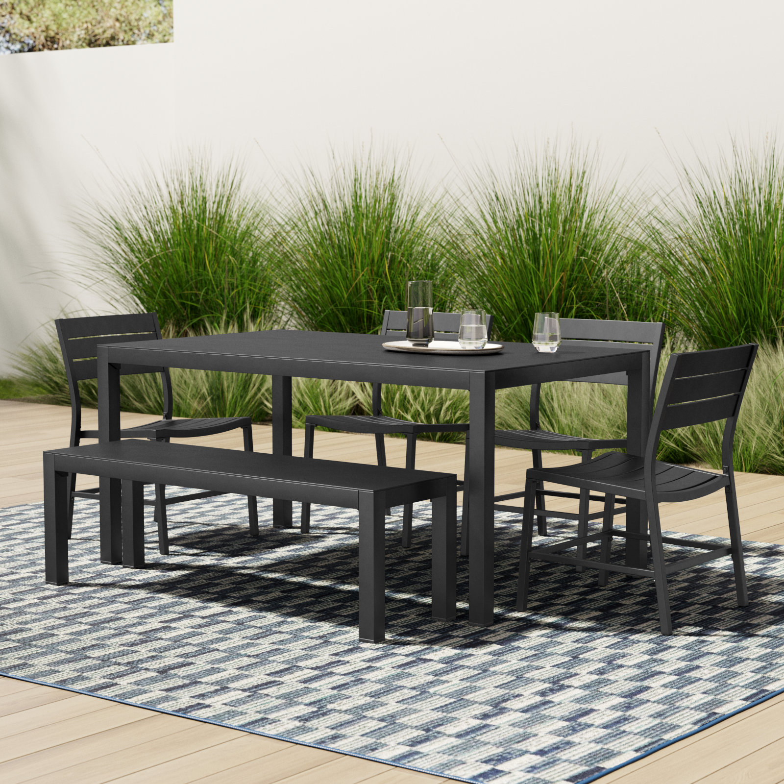 Armando 64" Patio Dining Set, Black