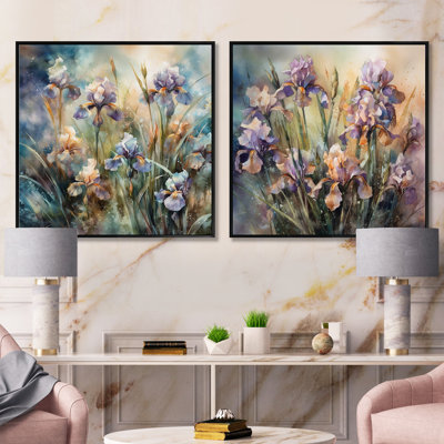Ensemble de 2 colliers carrés iris mauve et sauvage Wild Iri