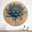 Rétro lotus bleu I - art mural floral en bois de lotus - bois de pin naturel-1443918751