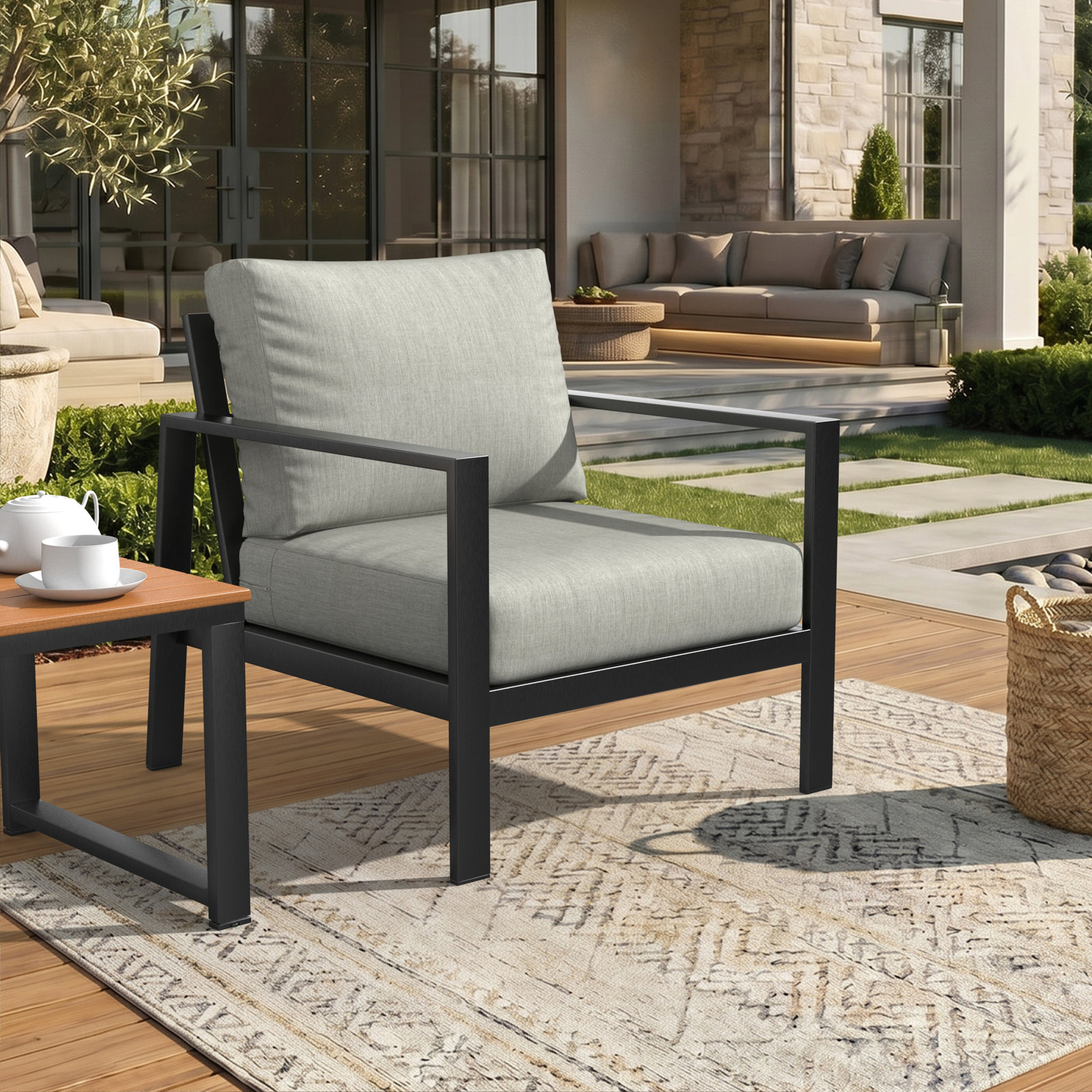 Outdoor Sunbrella Seat/Back Cushion, Sunbrella® Canvas Granite