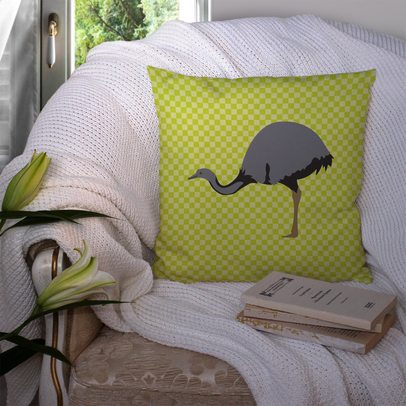 Coussin décoratif extérieur rhea check, Vert, 14 po x 14 po