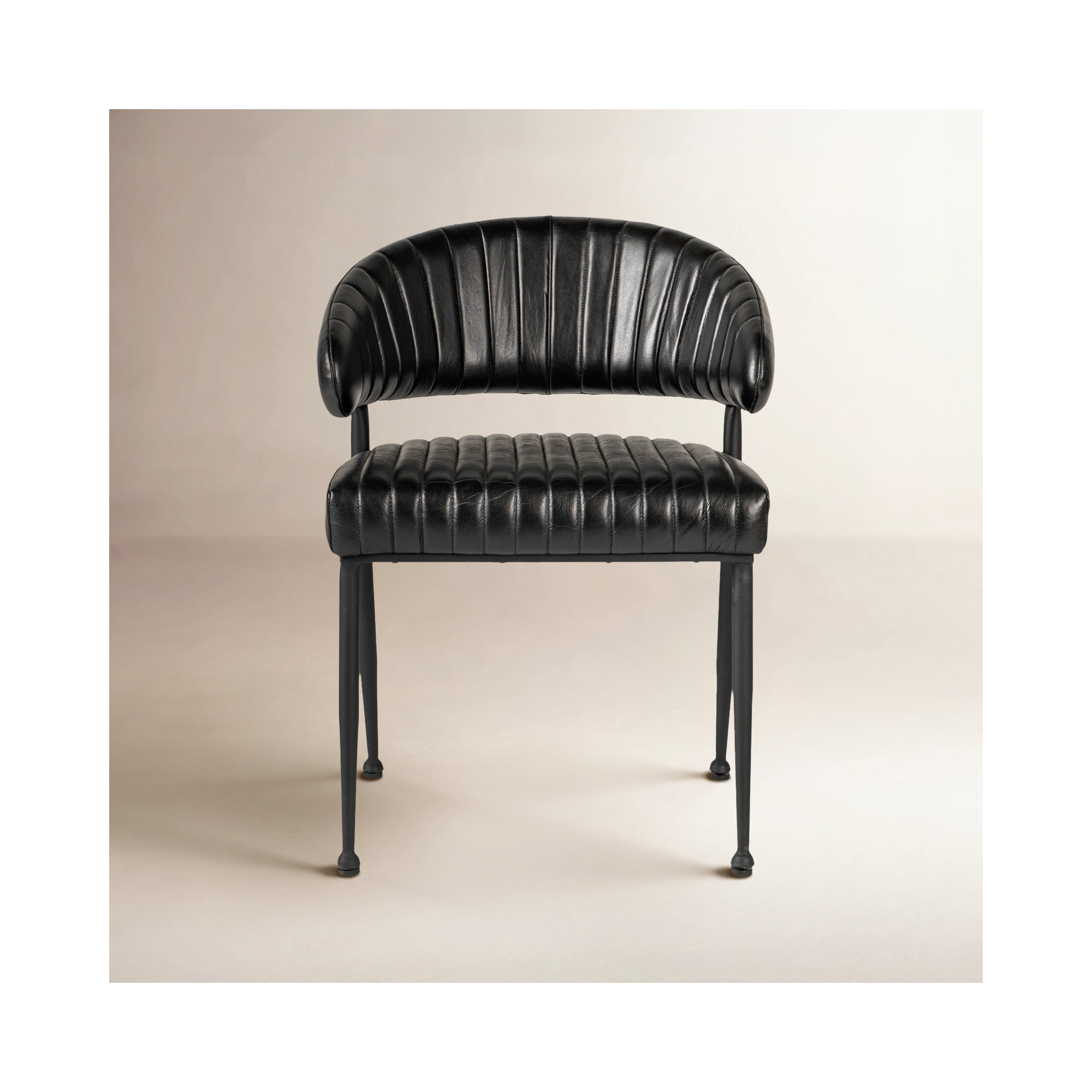 Romantas Leather Side Chair, Black