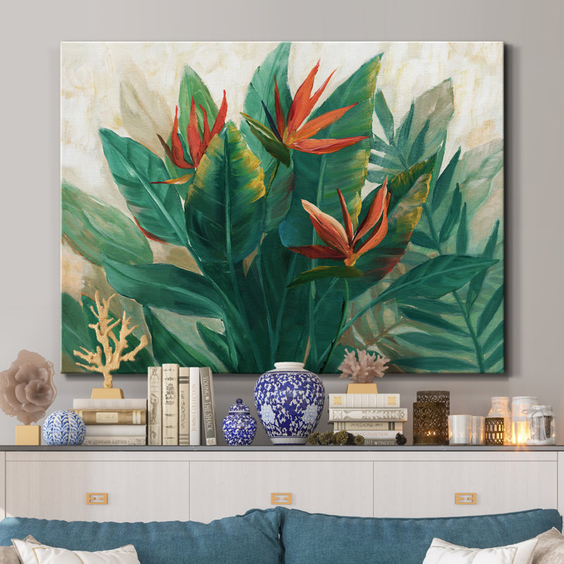 «Birds of Paradise» par J Paul - reproduction sur toile tendue, H 48 po x l 36 po x P 1 po