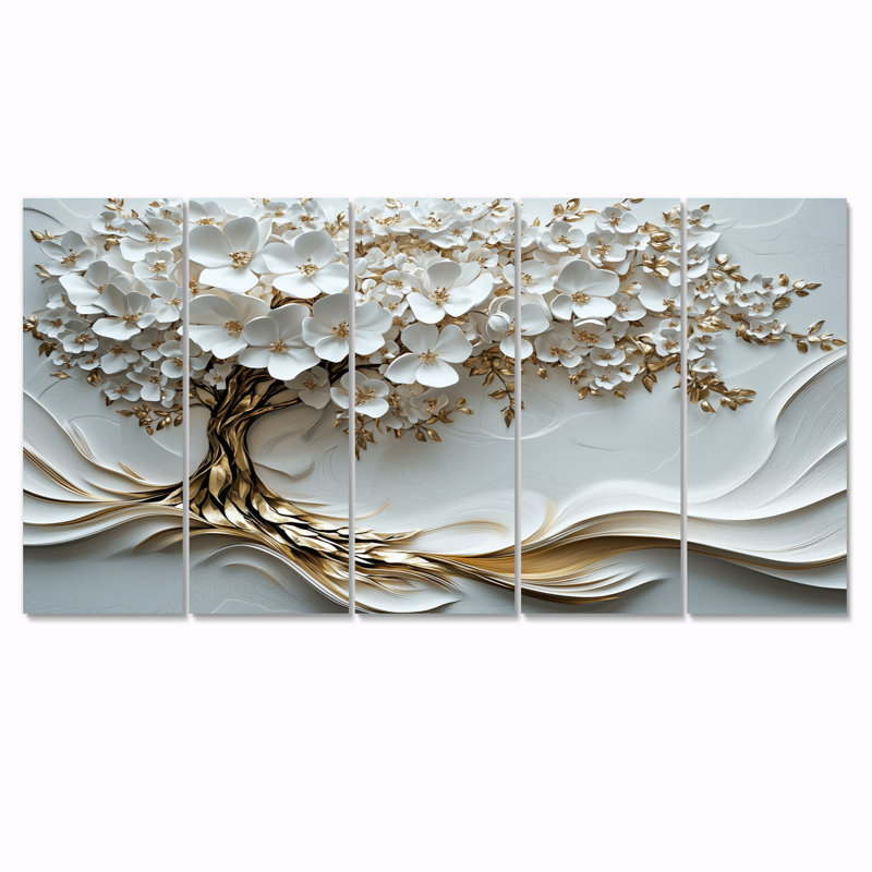 «White Cherry Blossom Tree Gardens II», ensemble de reproductions d'art mural, H 32 po x l 80 po