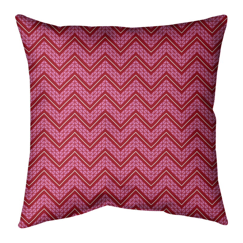 Coussin décoratif 14 po, 16 po x 1 po, Rouge/jaune/rose, Chevrons