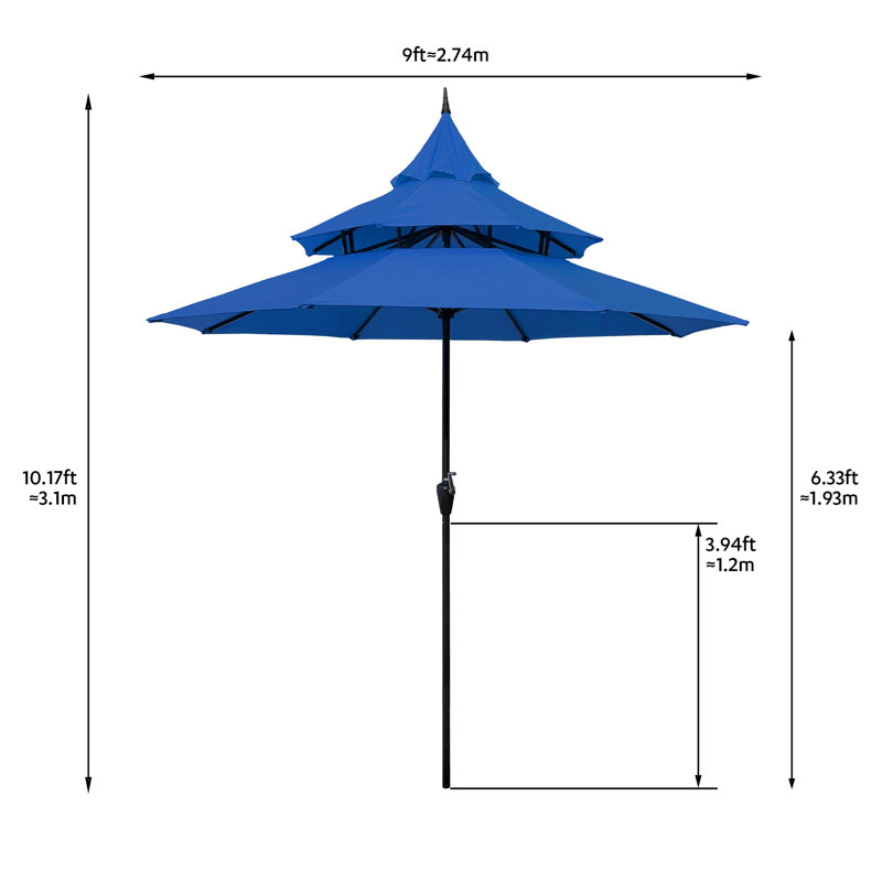 Parasol de marché 9 pi Iyanna, Bleu