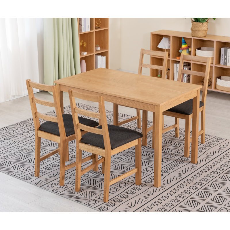 4 - Person Solid Oak Dining Set, Dark Gray