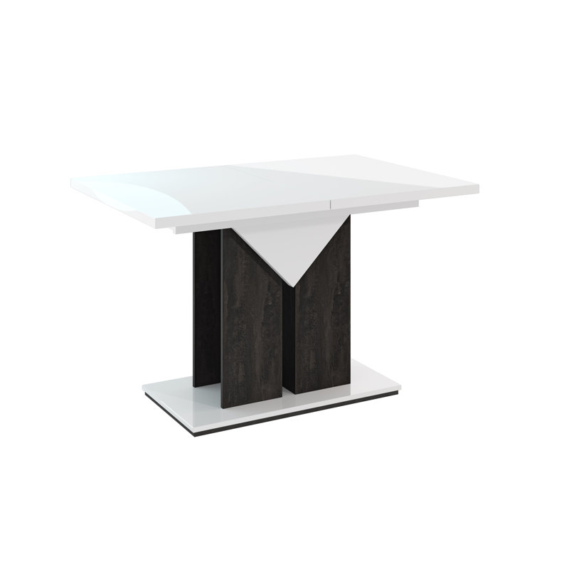 Trip Extendable Dining Table, White Gloss, Charcoal