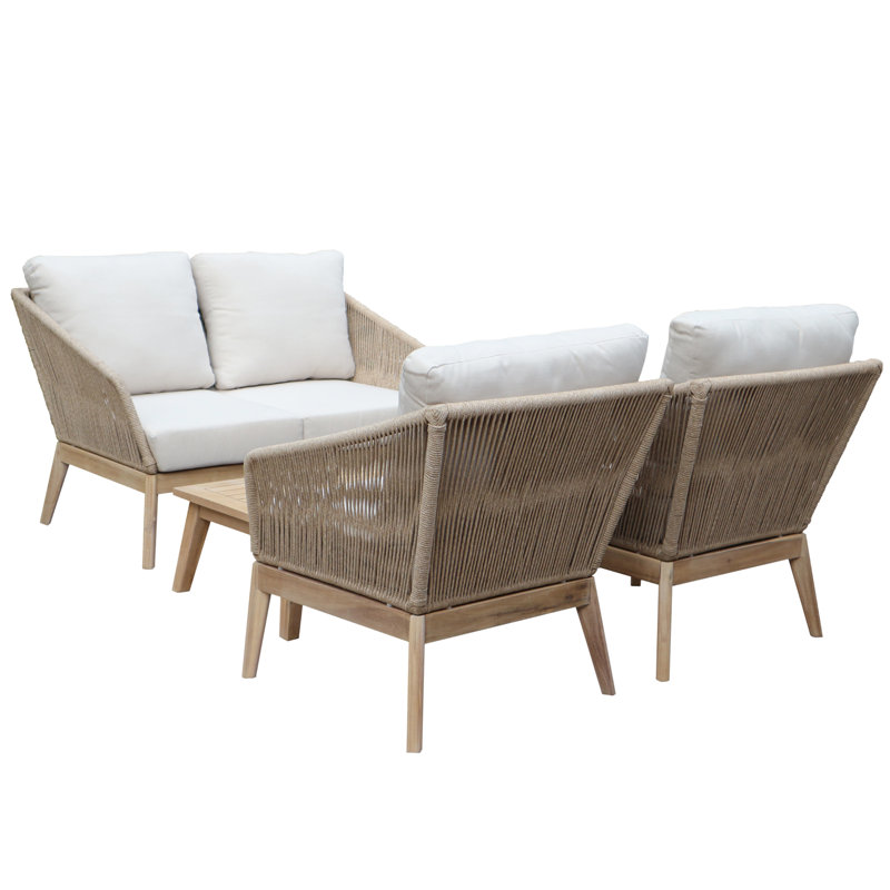 Causeuse d'extérieur avec coussins Bowery, Beige