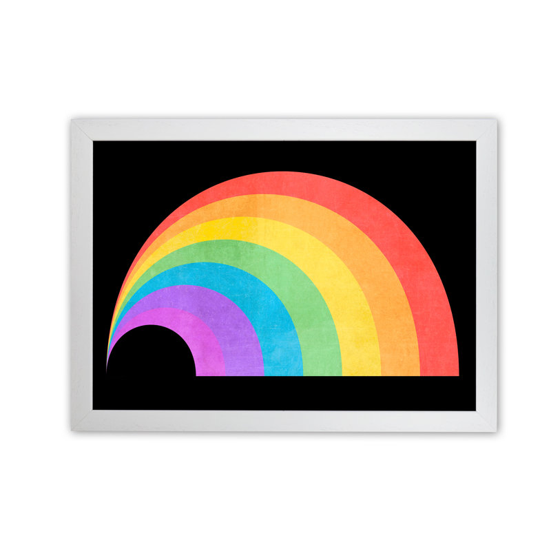Rainbow And Black Horizontal Wall - Print, 30cm H x 42cm W x 3cm D, White Frame