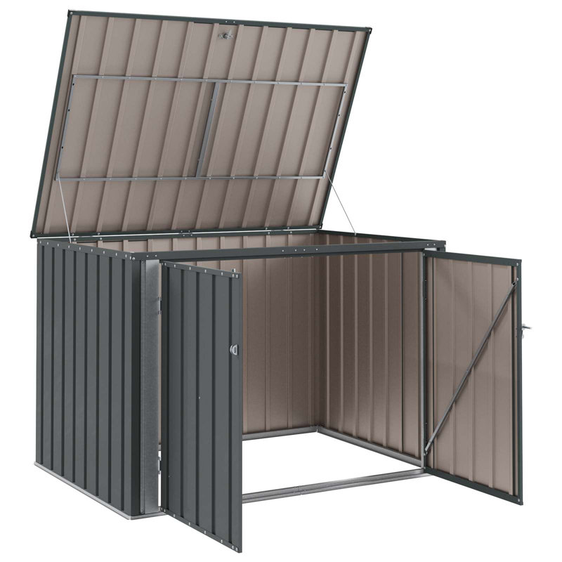 VidaXL 151.5cm W 300L Steel Lockable Cabinet Deck Box in Black