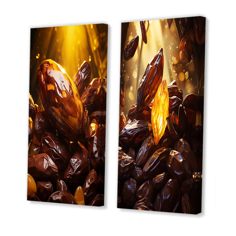 Ensemble de 2 décorations murales Cacao Bean Brilliance - Cacao, H 28 po x l 25 po, Toile tendue