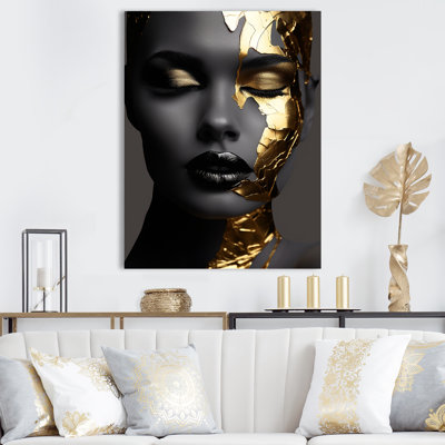 Femme noire et dorée Photo III - Art mural sur toile