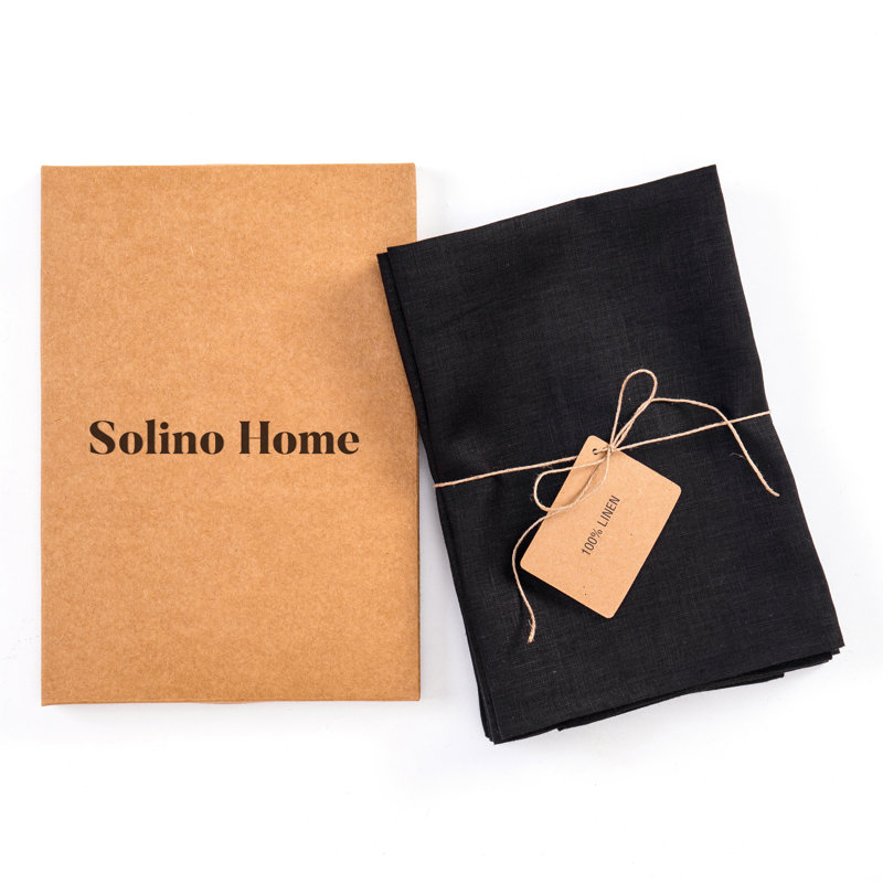 100% Pure Linen Dinner Napkins - Fete, Black