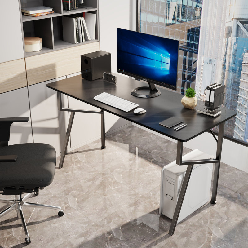 Captain 63 inch Gaming Desk , K Shaped Large Gaming Computer Desk, Black, 29.69" H x 55.12" W x 23.62" D