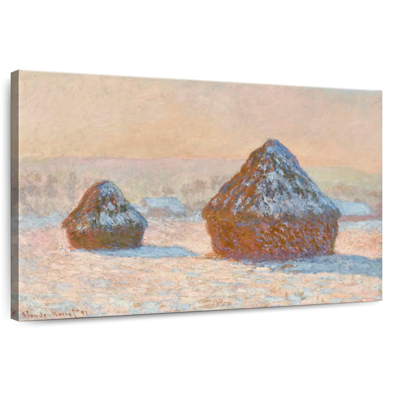 Alvord Wheatstacks Snow Effect Morning 1891, H 8 po x l 12 po