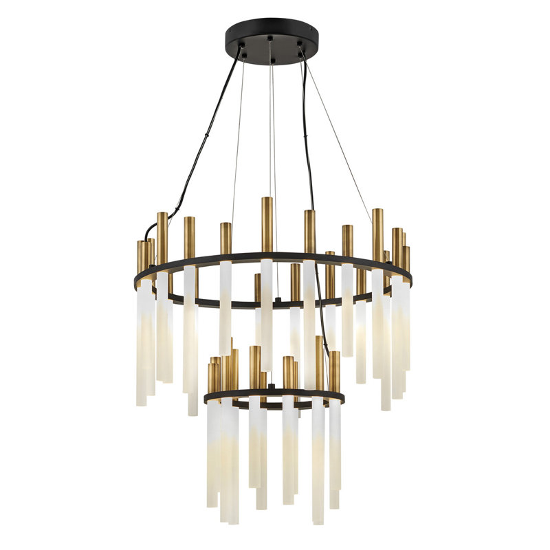 Echo Integrated LED Two-Tier Chandelier w/ Etched Acrylic Rods