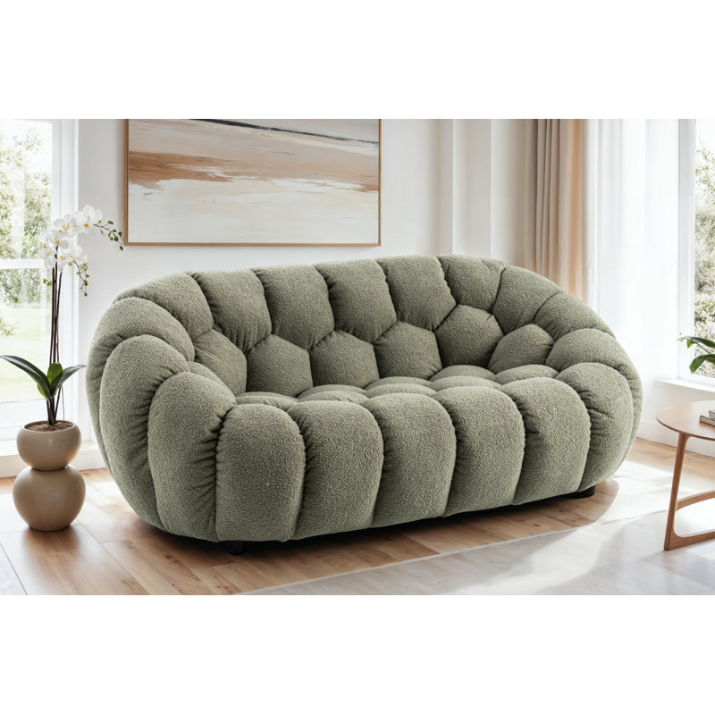 Low-Profile Boucle Brosen Sofa, Sage Green, 2